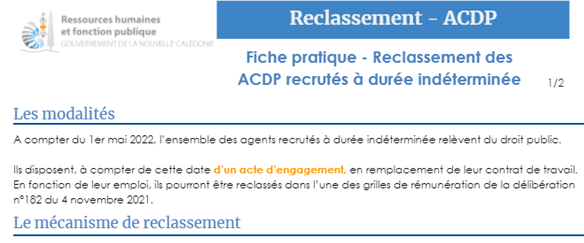 Reclassement ACDP